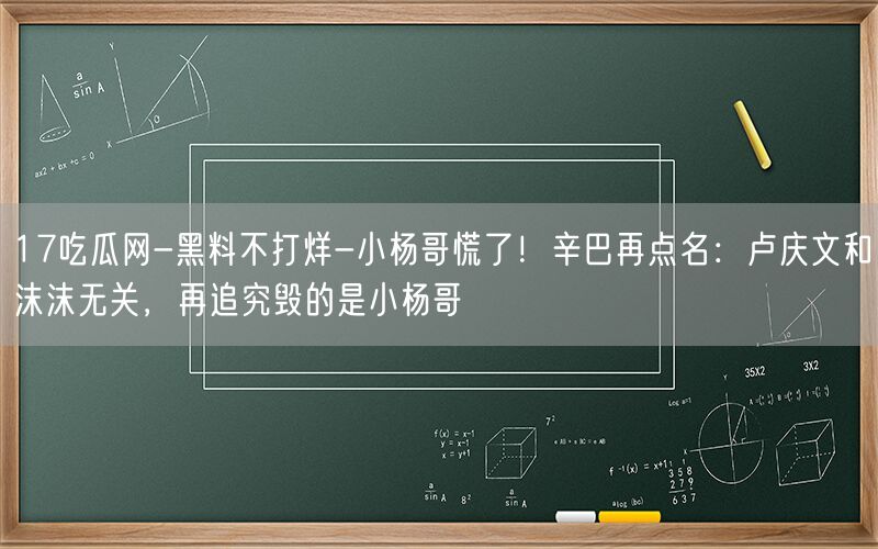 17吃瓜网-黑料不打烊-小杨哥慌了！辛巴再点名：卢庆文和沫沫无关，再追究毁的是小